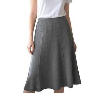 J Jill Skirt Sz MP Stretch Knit Herringbone A Line Midi Skirt Gray Business